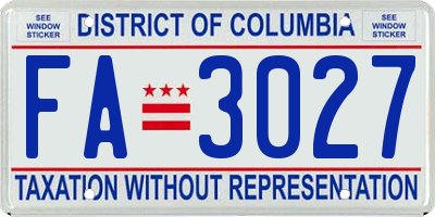 DC license plate FA3027