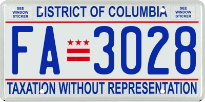 DC license plate FA3028