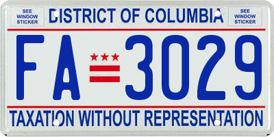 DC license plate FA3029