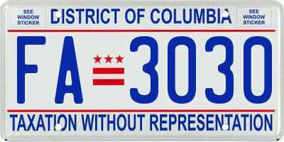 DC license plate FA3030