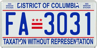 DC license plate FA3031