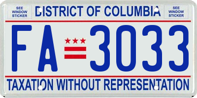 DC license plate FA3033