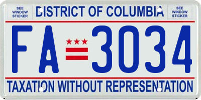 DC license plate FA3034