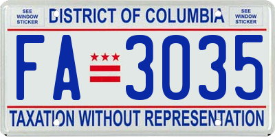 DC license plate FA3035