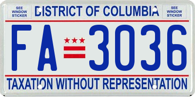 DC license plate FA3036