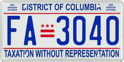 DC license plate FA3040