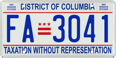 DC license plate FA3041