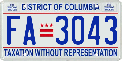 DC license plate FA3043