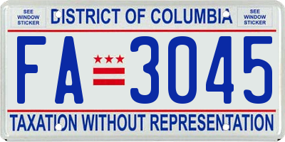 DC license plate FA3045