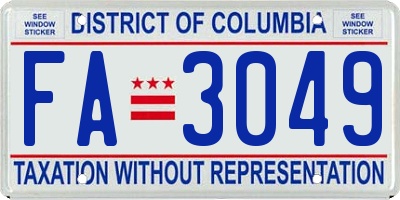 DC license plate FA3049