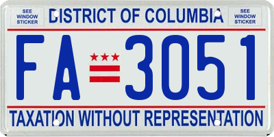 DC license plate FA3051