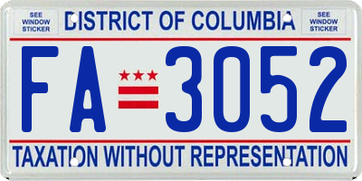 DC license plate FA3052