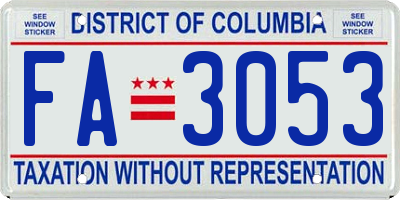 DC license plate FA3053