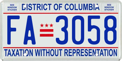 DC license plate FA3058