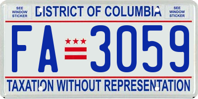 DC license plate FA3059