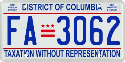 DC license plate FA3062