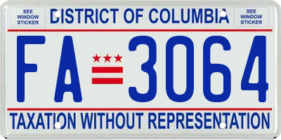 DC license plate FA3064