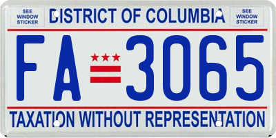 DC license plate FA3065