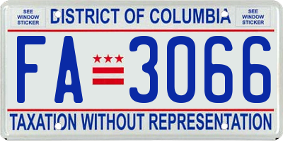 DC license plate FA3066