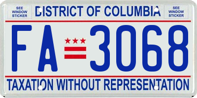 DC license plate FA3068