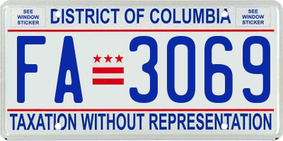 DC license plate FA3069