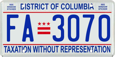 DC license plate FA3070