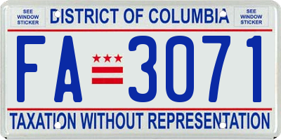 DC license plate FA3071