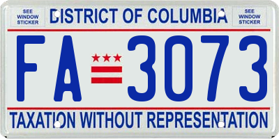 DC license plate FA3073