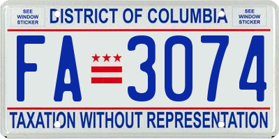 DC license plate FA3074