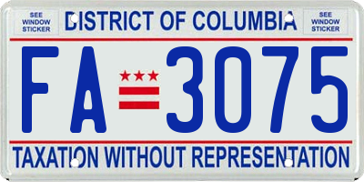 DC license plate FA3075