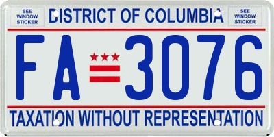 DC license plate FA3076