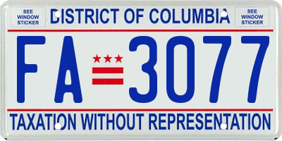 DC license plate FA3077