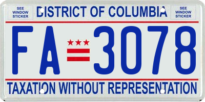 DC license plate FA3078