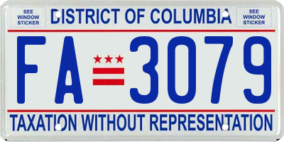 DC license plate FA3079