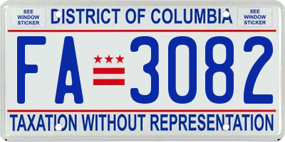 DC license plate FA3082