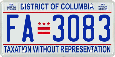 DC license plate FA3083