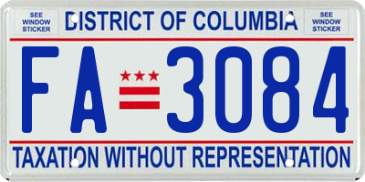 DC license plate FA3084