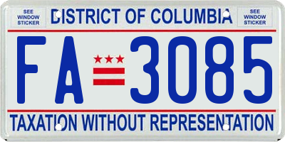 DC license plate FA3085