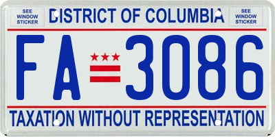 DC license plate FA3086