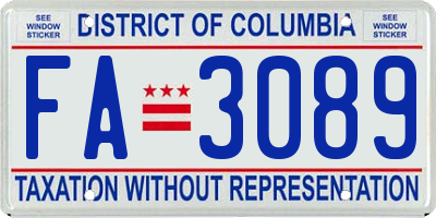 DC license plate FA3089