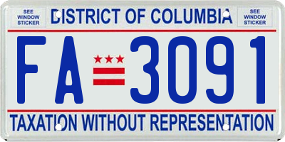 DC license plate FA3091