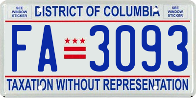 DC license plate FA3093