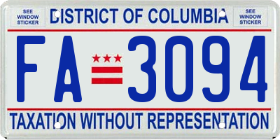 DC license plate FA3094