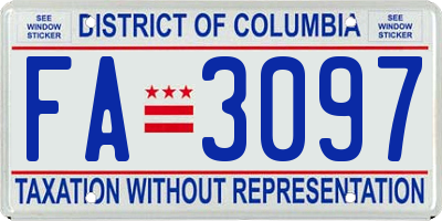 DC license plate FA3097