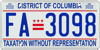 DC license plate FA3098