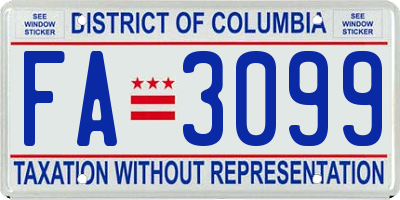 DC license plate FA3099