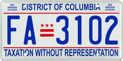 DC license plate FA3102