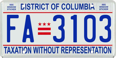 DC license plate FA3103