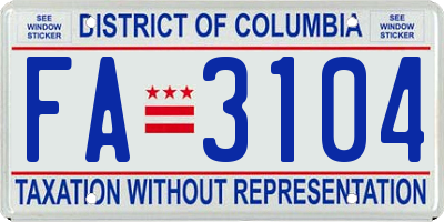 DC license plate FA3104