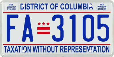 DC license plate FA3105